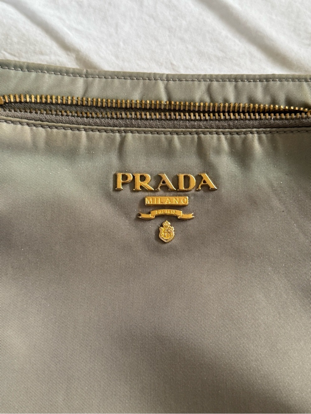 Prada Olive Nylon Crossbody with Black Leather Strap and Gold Hardware - Picture 2 of 4